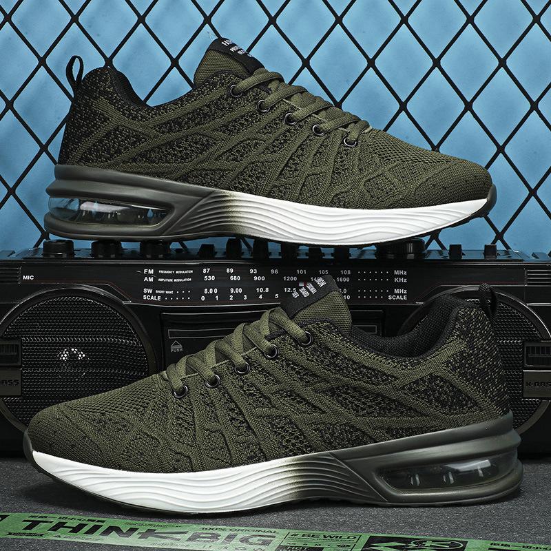 Осенние мужские кроссовки с низким верхом большого размера, из дышащей сетки с плетением, для бега, со смягчающей воздушной подушкой и мягкой подошвой, спортивная обувь