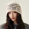 Vintage Jacquard Knitted Hat Women Warm Fisherman Hat Ear Protection Cap