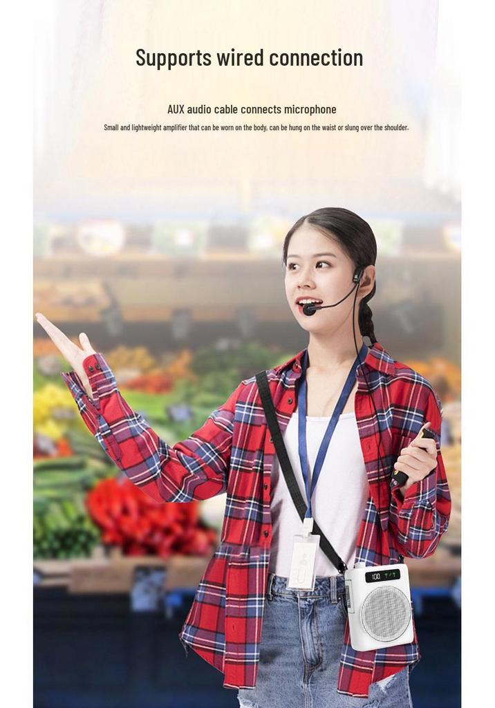 Little Bee Wireless Portable Megaphone with Anti-Howling Lapel Clip Mic for Teachers and Tour Guides