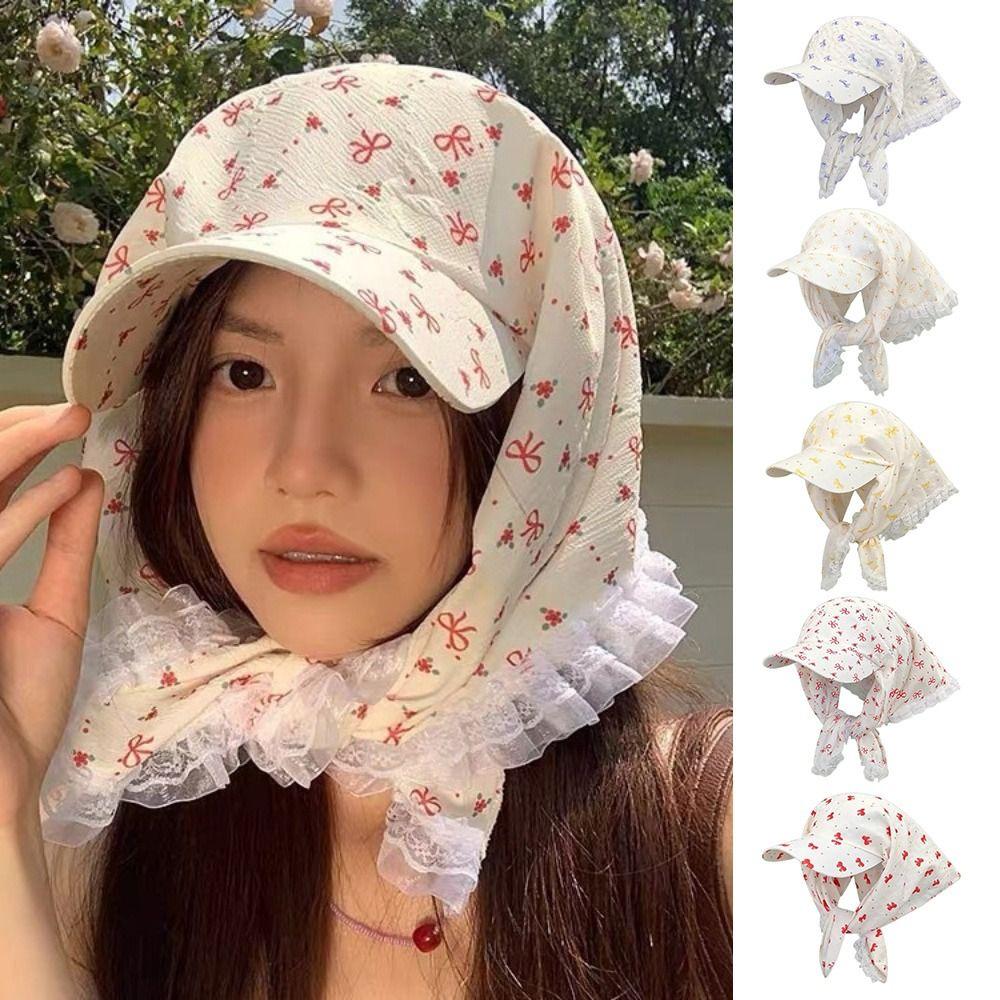 French Pastoral Style Headscarf Caps Sweet Lace Baseball Cap Fashion Sun Hats Summer