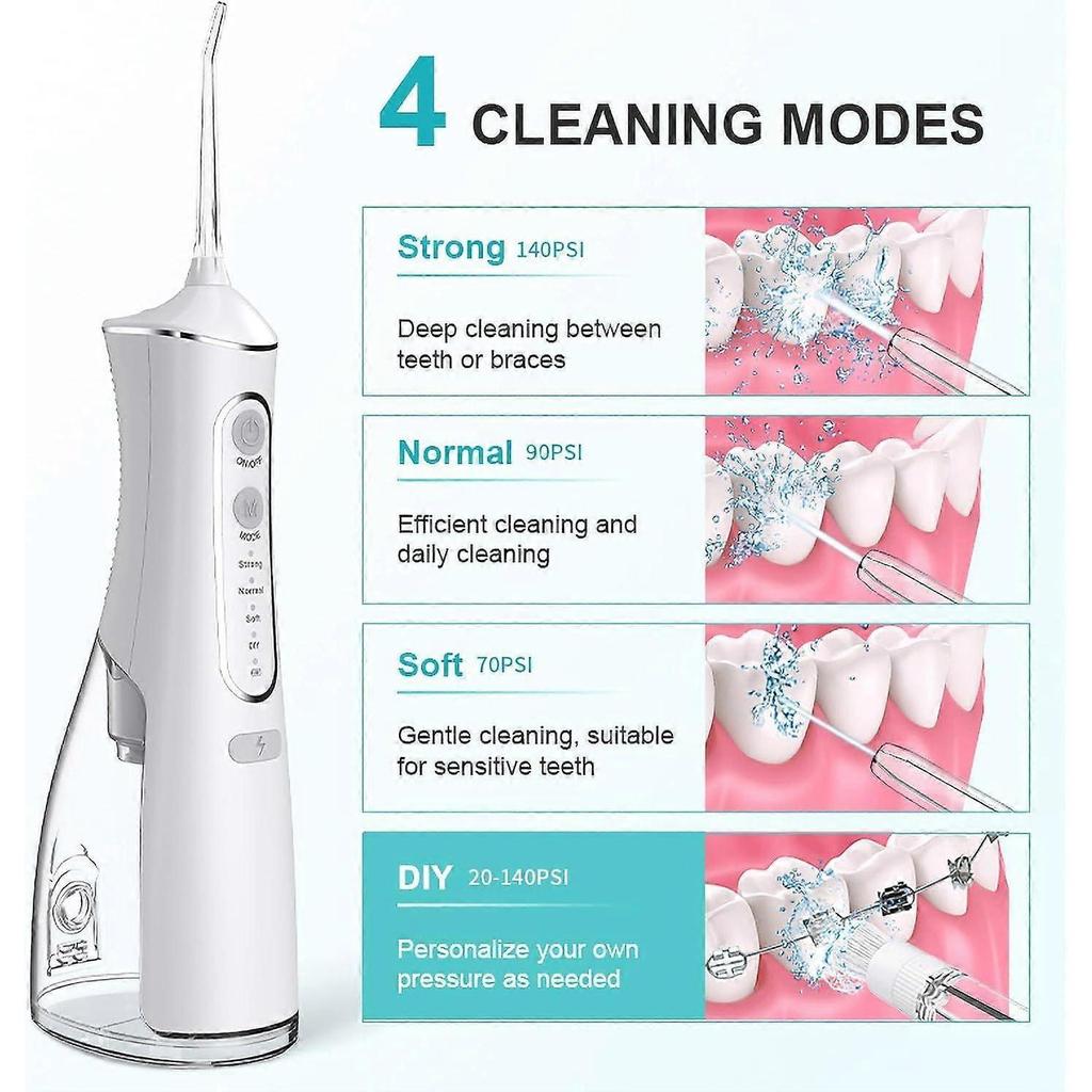 SCSYV Water Flosser,Water Flosser Cordless,Portable Dental Flossers with 4 Modes 5 Tips,Dental Care,Waterproof Oral Irrigator Rechargeable Powerful Te