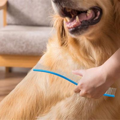 Расческа для вычесывания домашних животных Yousheng Pet Deshedding Comb из нержавеющей стали, изогнутая расческа для ухода за собаками, щетка для удаления шерсти у длинношерстных собак и кошек