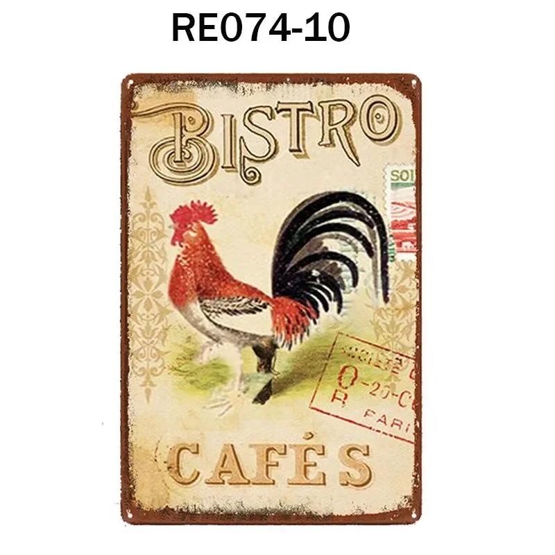 Happy-Hens Свежие яйца Металлическая жесть Плакат Куры Ферма Магазин Плакат Винтаж Ресторан Настенный декор Ретро таблички Знаки 20*30 см