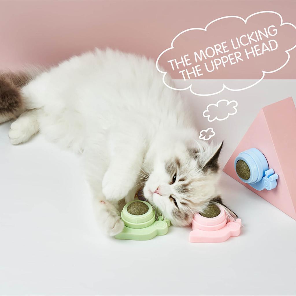Настенные шарики из кошачьей мяты, игрушки для кошек, кошачья мята, настенный ролик для кошек, чистка зубов, естественно вращающийся для использования в помещении