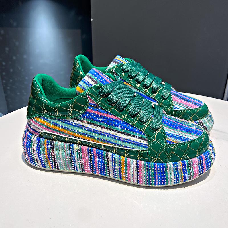 Красочные туфли для спорта со стразами «Звездное небо» для женщин, на толстой подошве, сетчатые, удобные, дышащие