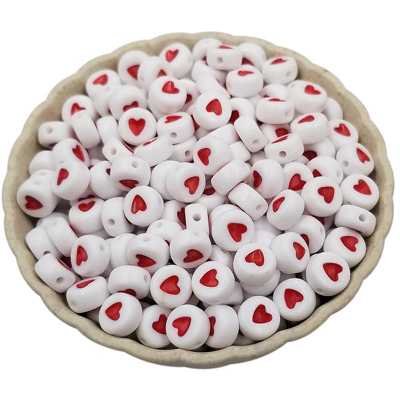 50 шт., 7 мм, белые бусины, разноцветные бусины в виде сердца любви, бусины для самостоятельного изготовления ювелирных изделий, принадлежности для рукоделия