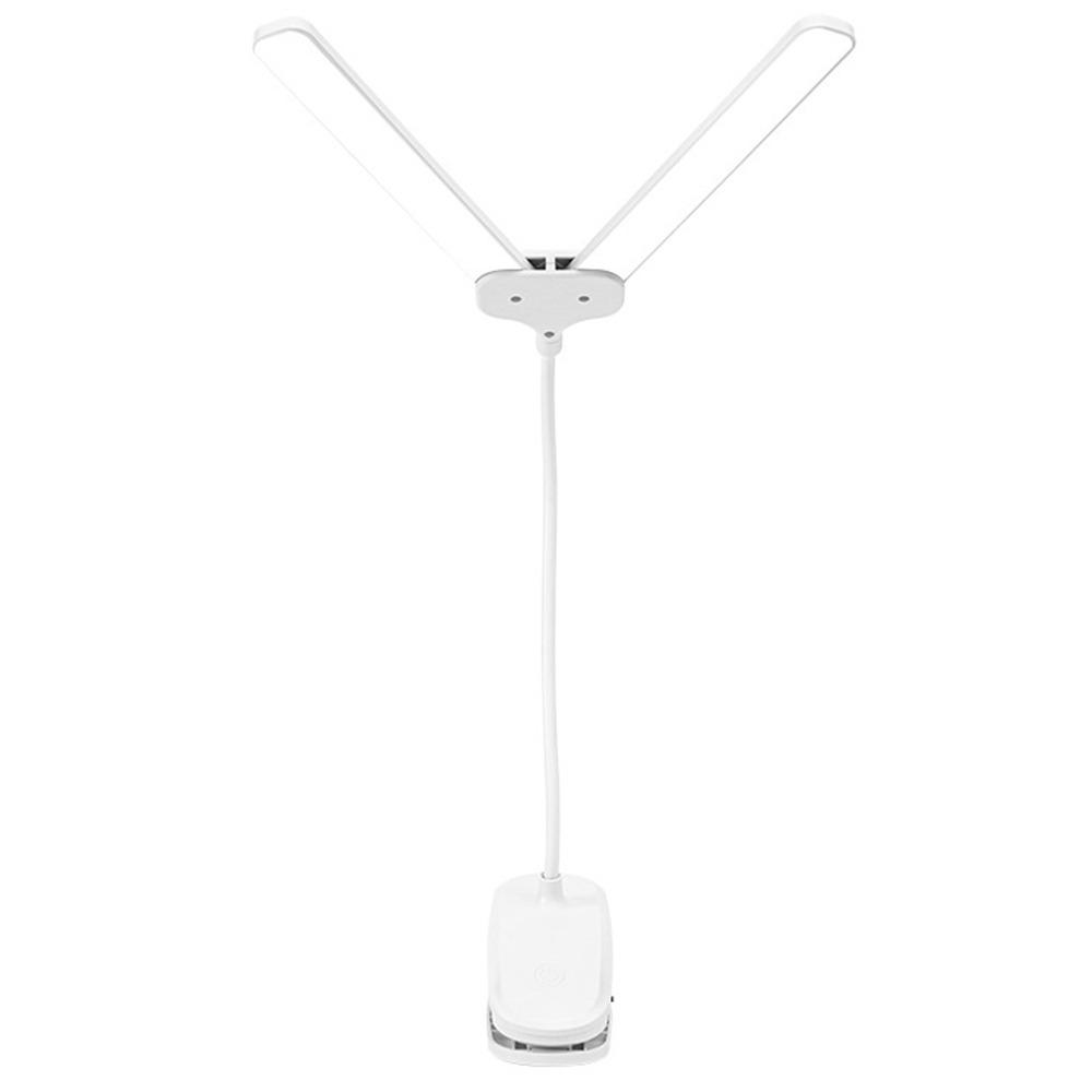 Touch Dimming LED Clamp Double Head Desk Lamp Flexible Reading Lamp with Clip Learning