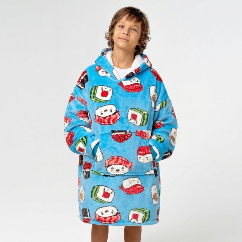 Custom Hooded Blanket Adults Kids Fleece Lined Thick Warm Winter Wearable