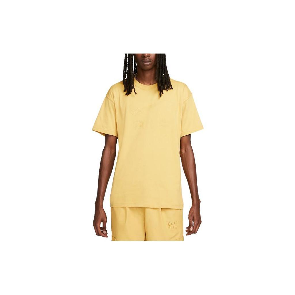 Nike T Shirts Men's Yellow Crew Neck Moderate Straight Fit DZ2887-725