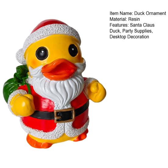 Рождественская фигурка Санта-Клауса в виде утки, мультяшная утка Санта, статуэтка из смолы, скульптура, рождественское украшение для рабочего стола для праздничной вечеринки