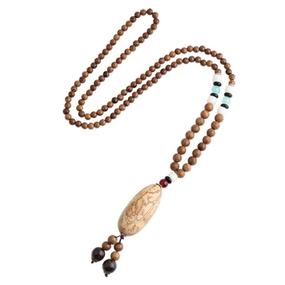 Длинная цепочка Женское ожерелье Буддийские украшения Аксессуары Деревянные бусины Ожерелье Длинная цепочка для свитера