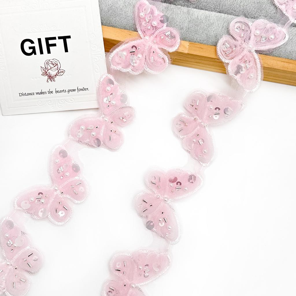 Цветная вышивка Бабочка Ручная работа Бисер Штрих-код Одежда Платье Лолиты Декоративное кружево Кружево с бабочками Аксессуары