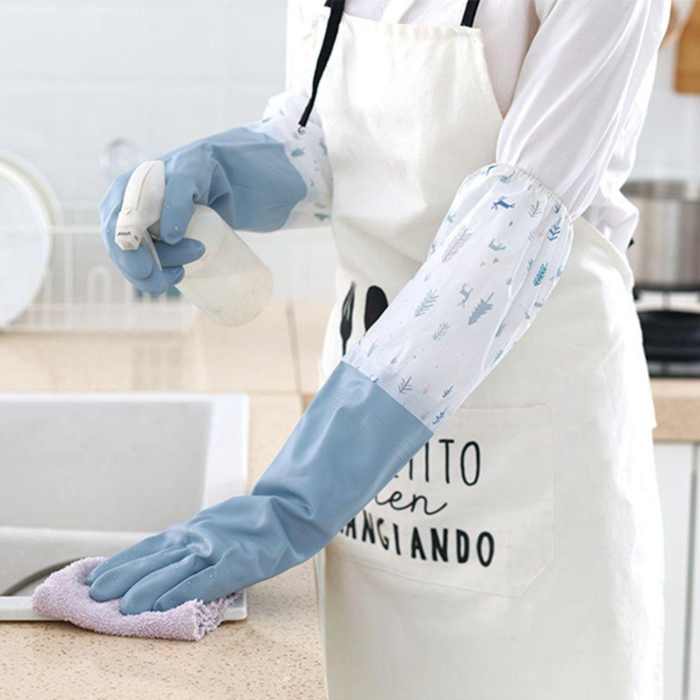Durable Household Cleaning Plush Elastic Band Kitchen Accessories Dishwashing Tools Sleeve Gloves AVE