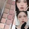 Low Saturation Eyeshadow Palette 12 Color All Matte Korean Tea Apricot Eye Makeup Palette Daily Makeup Long Lasting Eye Shadows