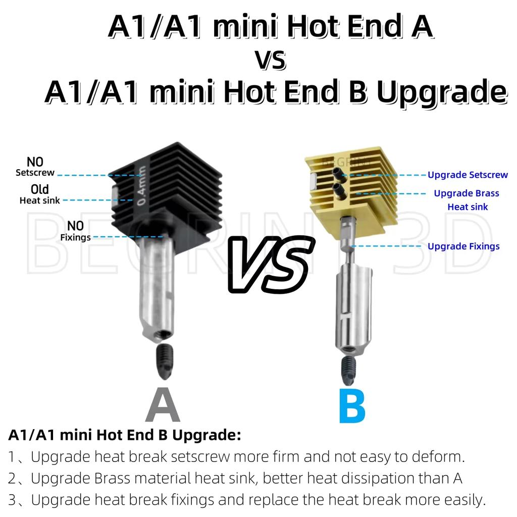 For Bambu Lab A1/A1 Mini/A2L Assembly Hotend with 0.2/0.4/0.6/0.8 Brass Hardened Steel Nozzle For Bambulab A1 3D Printer Parts