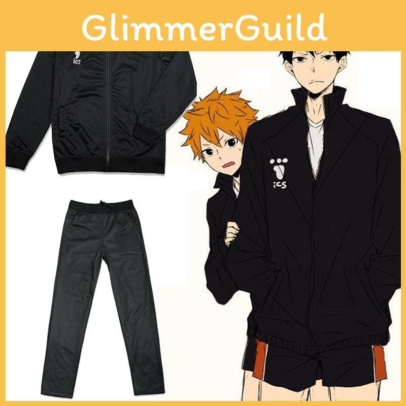 Haikyuu Костюм для косплея старшей школы Карасуно Унисекс спортивный костюм свободного кроя для комфорта