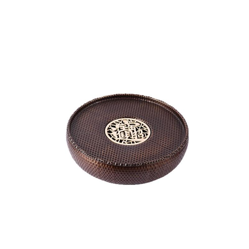 Brass Tea Washer Tray Home Use Pure Copper Water Bowl With Fish Coin Lid Zen Meditation Basin 16.5-26cm