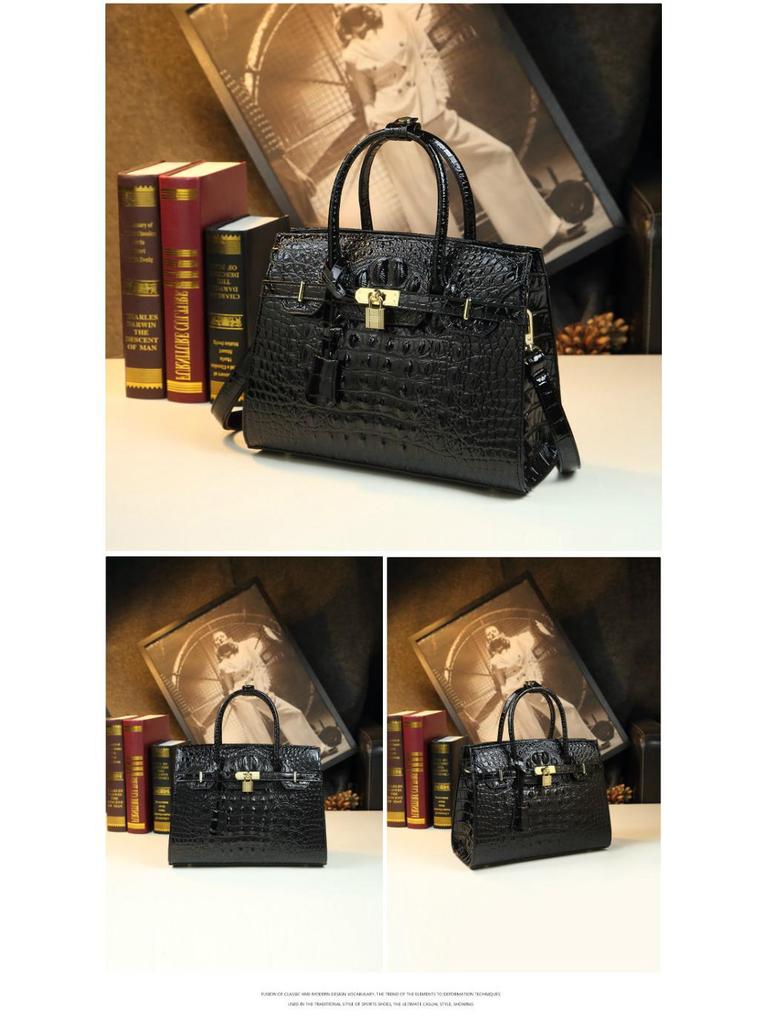 Европейская и американская платиновая сумочка с узором крокодила 2025 года – большая, стильная, прочная кожаная сумка для женщин