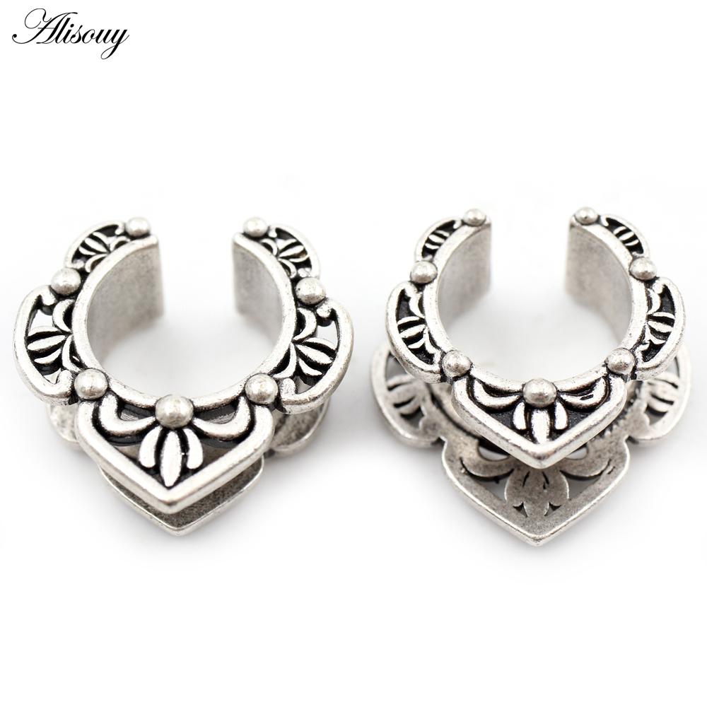 Alisouy 1PC Медь Навозный Жук Цветок Крыло Летучей Мыши Седло Ушные Туннели Затычки Расширитель Растяжитель Измерители Серьги Пирсинг Украшения Для Тела