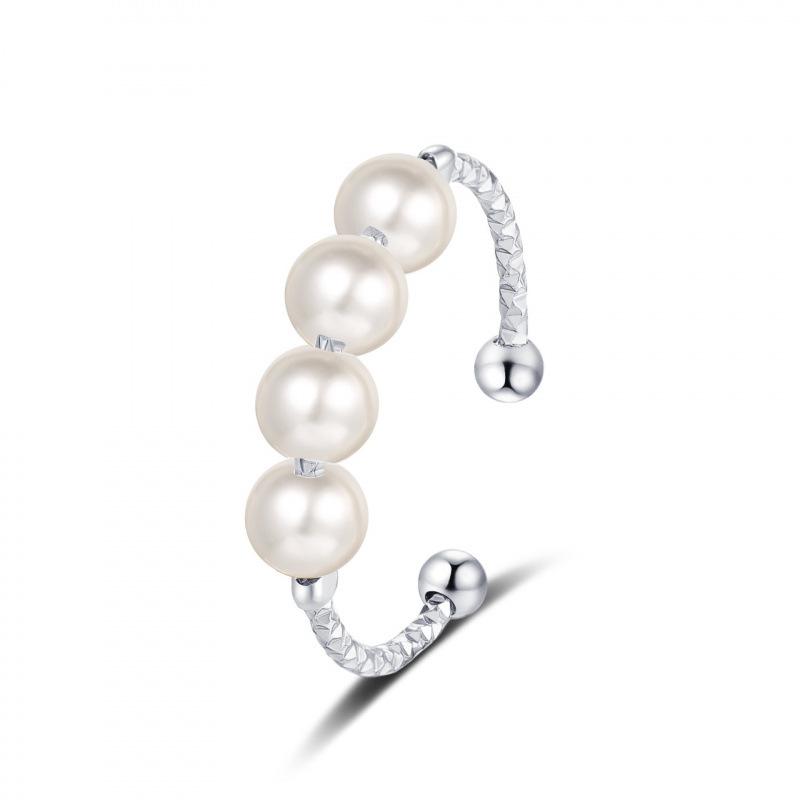 Women's Adjustable Retro Pearl Ring - Trendy Open Index Finger & Joint Style