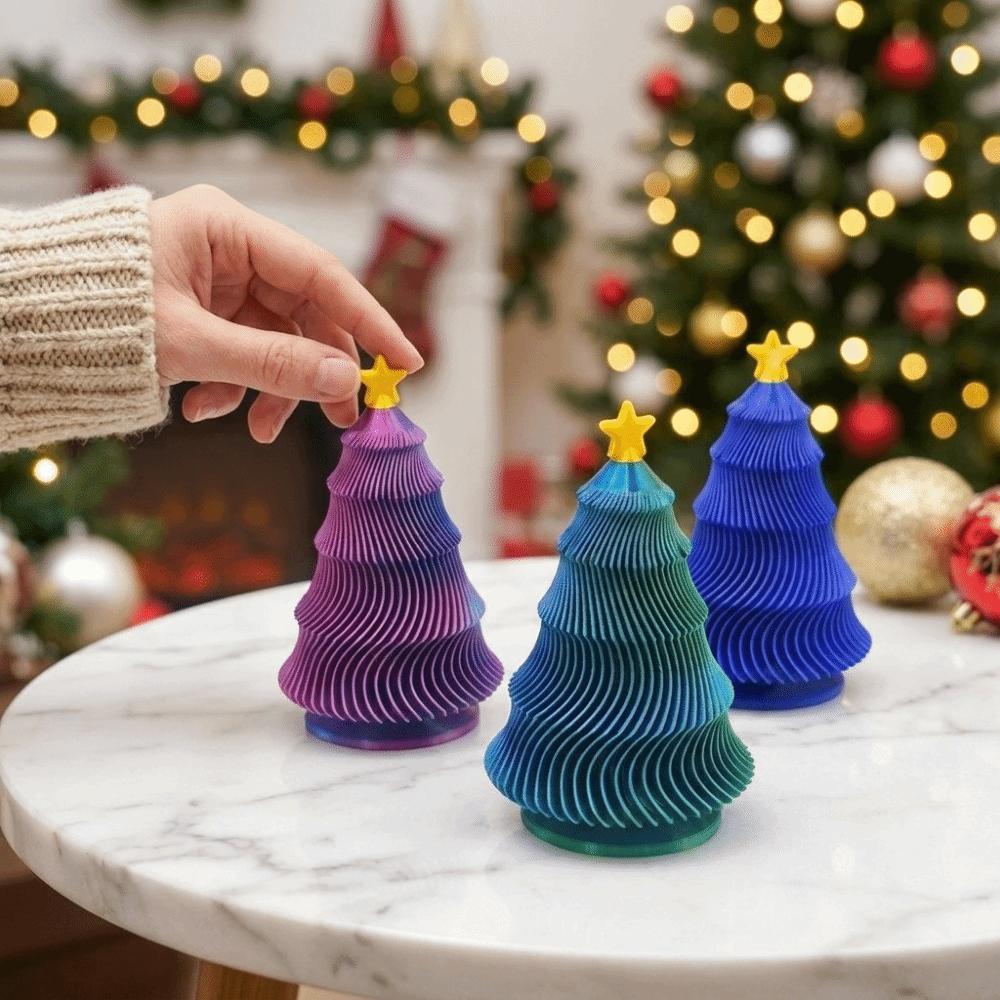 Plastic Rotatable Wave Christmas Tree Colorful Christmas Fidget Toy Office