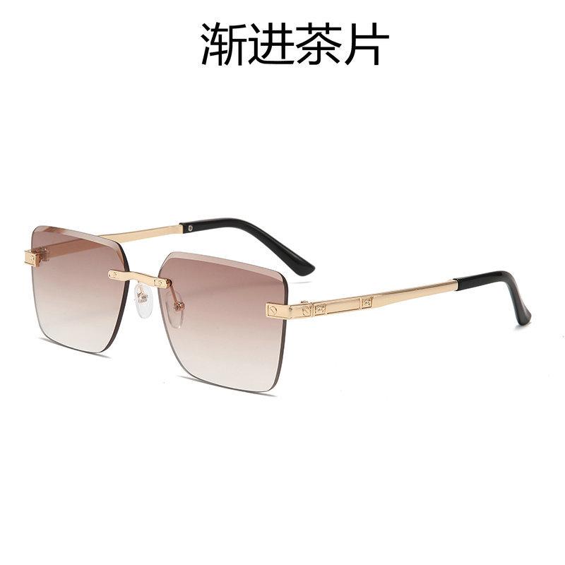 Те же солнцезащитные очки Солнцезащитные очки квадратные без оправы с отделкой постепенно меняющиеся цвета очки