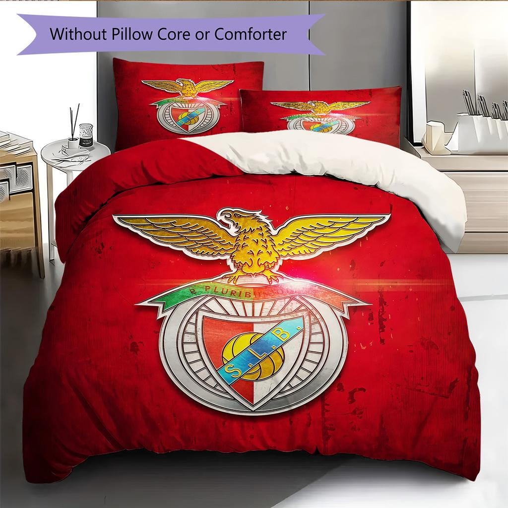 Benfica Pattern Bedding Quilt Set Home Decoration Gift (1 * duvet cover + 2 * pillowcase without core).xwn