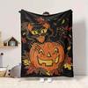 1pc Pumpkin Cat Blanket, Lightweight Flannel Throw Blanket for Sofa, Bed, Travel, Camping, Living Room, Office, Couch017
