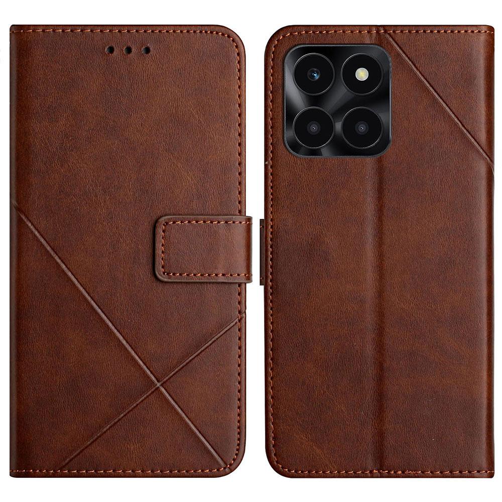 Leather Case For Honor X6c 4G/X6b 4G/X6a 4G/X5b/X5b Plus Line Pattern Wallet Phone Cover with Wrist Strap