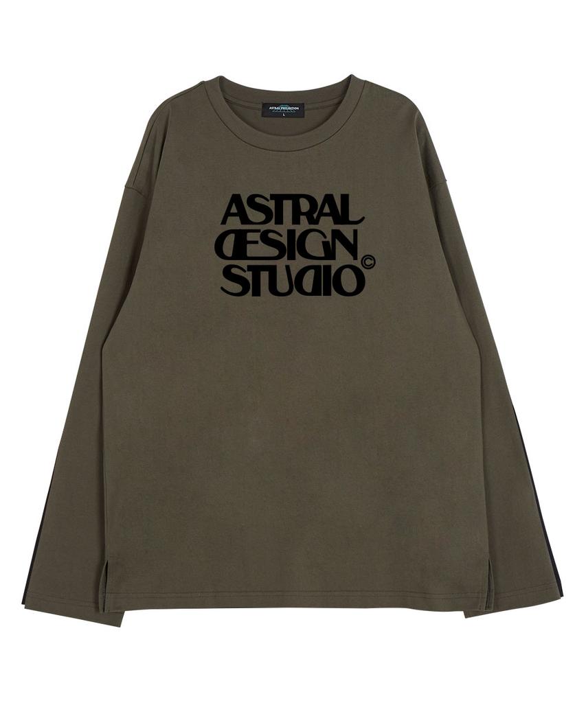 ASTRAL PROJECTION Astral Design Studio Хлопковая футболка с длинным рукавом и круглым вырезом, 13-нитевая_Хаки