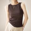 Spring and summer I-shaped pure cotton vest women's one-word neck hanging neck thin inner threaded sleeveless bottoming shirt suspender top