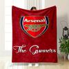 Arsenal Logo with "The Gunners" Text Design Flannel Blanket for Bedroom, Living Room, Sofa, and Nap Sofas