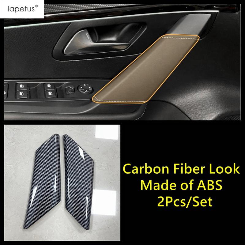 Car Front Door Armrest Panel Strip Sequ Decoration Cover Trim For Peugeot 208 - 2025 Carbon Fiber Accessories Interior