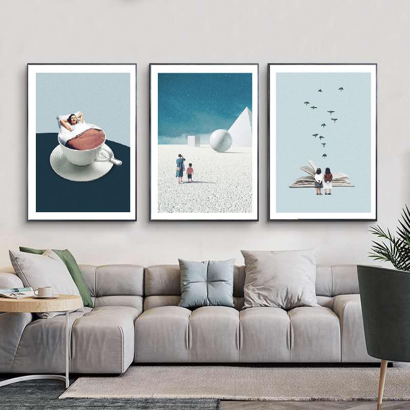 Абстрактный астронавт скандинавский воздушный шар кофе птицы пустынный дым плакат стены книги по искусству печать холст живопись Декор фотографии для гостиной