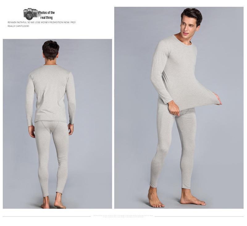 Унисекс Осенне-зимний Теплый Комплект Термобелья - Эластичный Базовый Слой Однотонного Дизайна с Круглым Вырезом для Пар