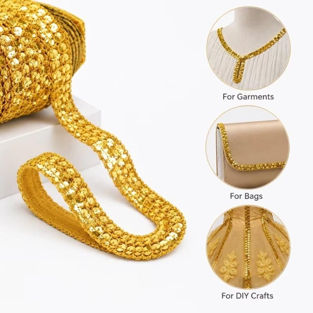 10 Meters Length Sequin Trim Ribbon Metallic Finish Glitter Sequin Braid  For Hair Accessories