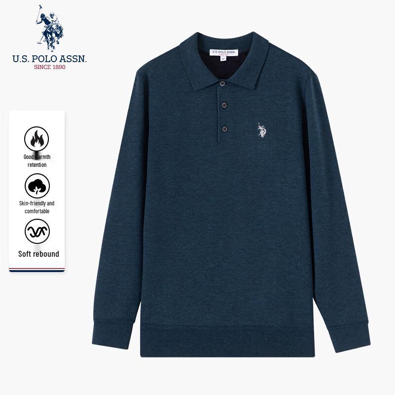 U.S. Polo Assn. Мужская рубашка-поло с длинным рукавом в стиле business casual