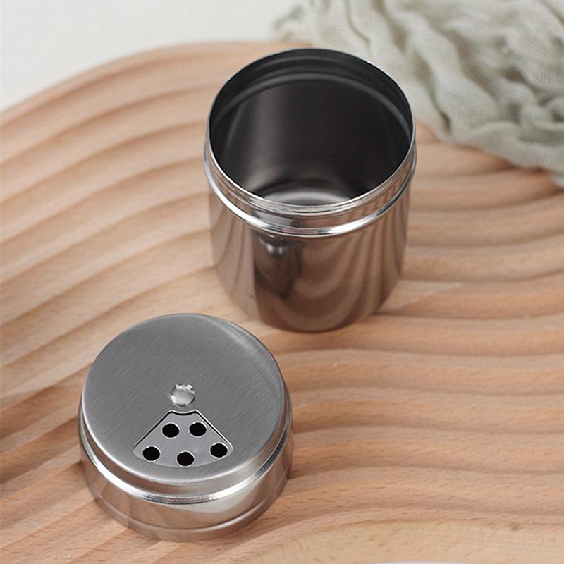 Stainless Steel Pepper Bottle with Rotating Cover Seasoning Storage Can Spice Jar Salt Sugar Container Kitchen Tools