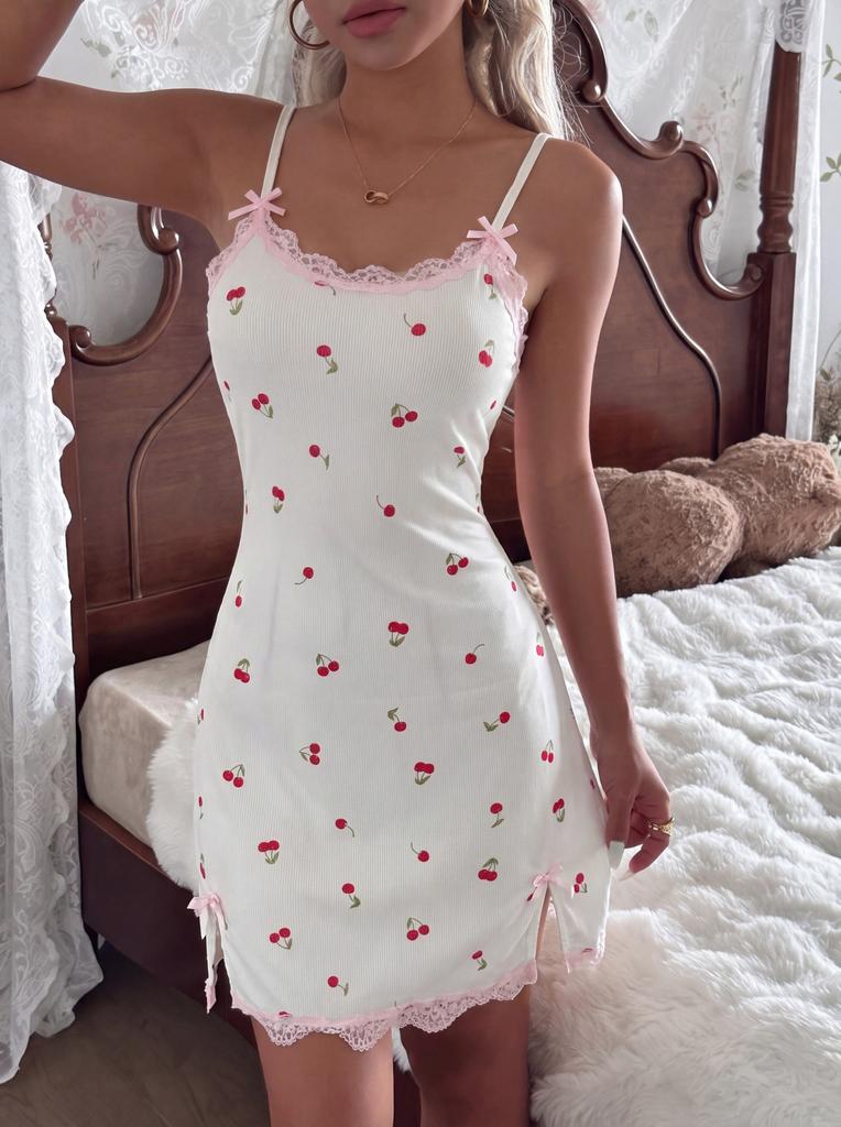 European and American style women's lace sexy fashion slim and thin floral hip sling medium and long nightdress children