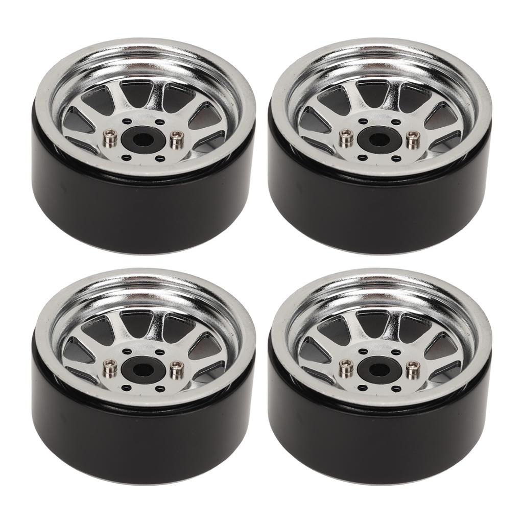 4PCS RC Wheel Rim Set Zinc Alloy Steel Universal 1.9 Inch 10 Rims RC Crawler Car Wheel Hub for Axial SCX10 II III Black