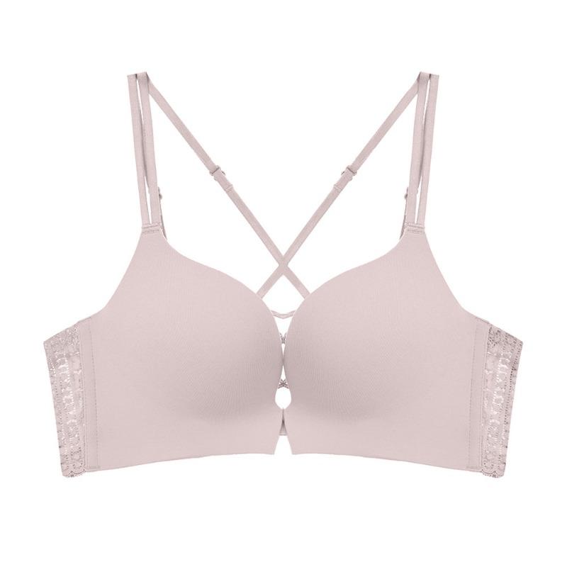 Весенне-летний новый бюстгальтер с пряжкой спереди, нижнее белье со сборками и кружевом сзади, удобный бюстгальтер без маркировки