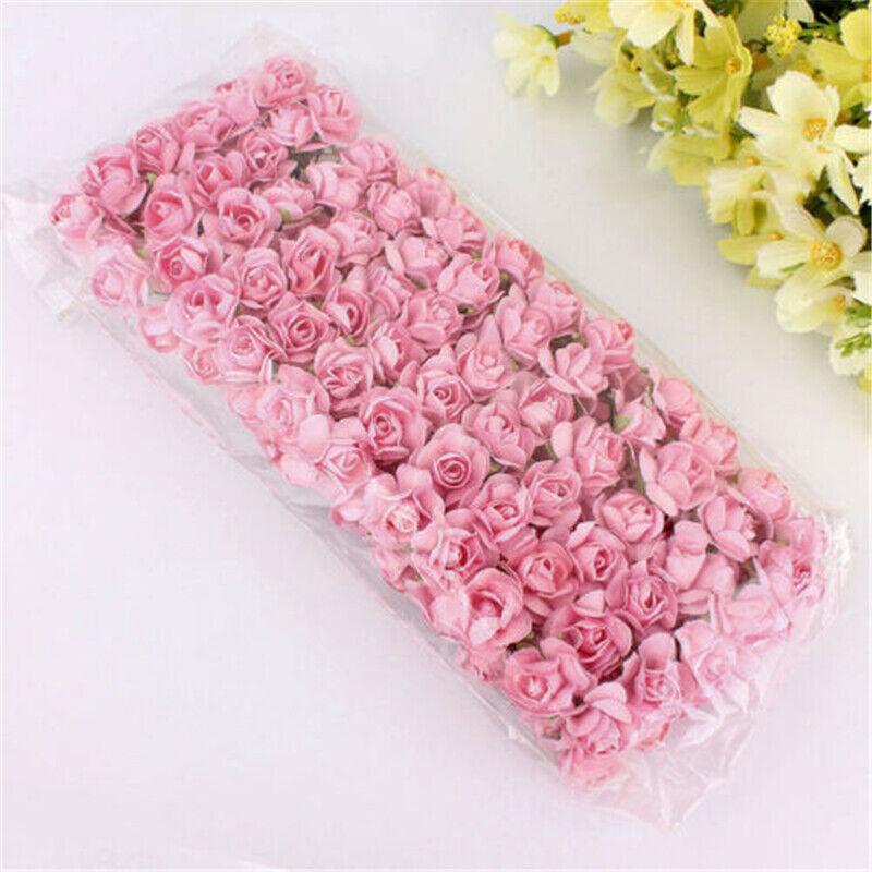 144шт мини-бумага роза искусственные цветы букет маленькие головки декор для свадебной вечеринки