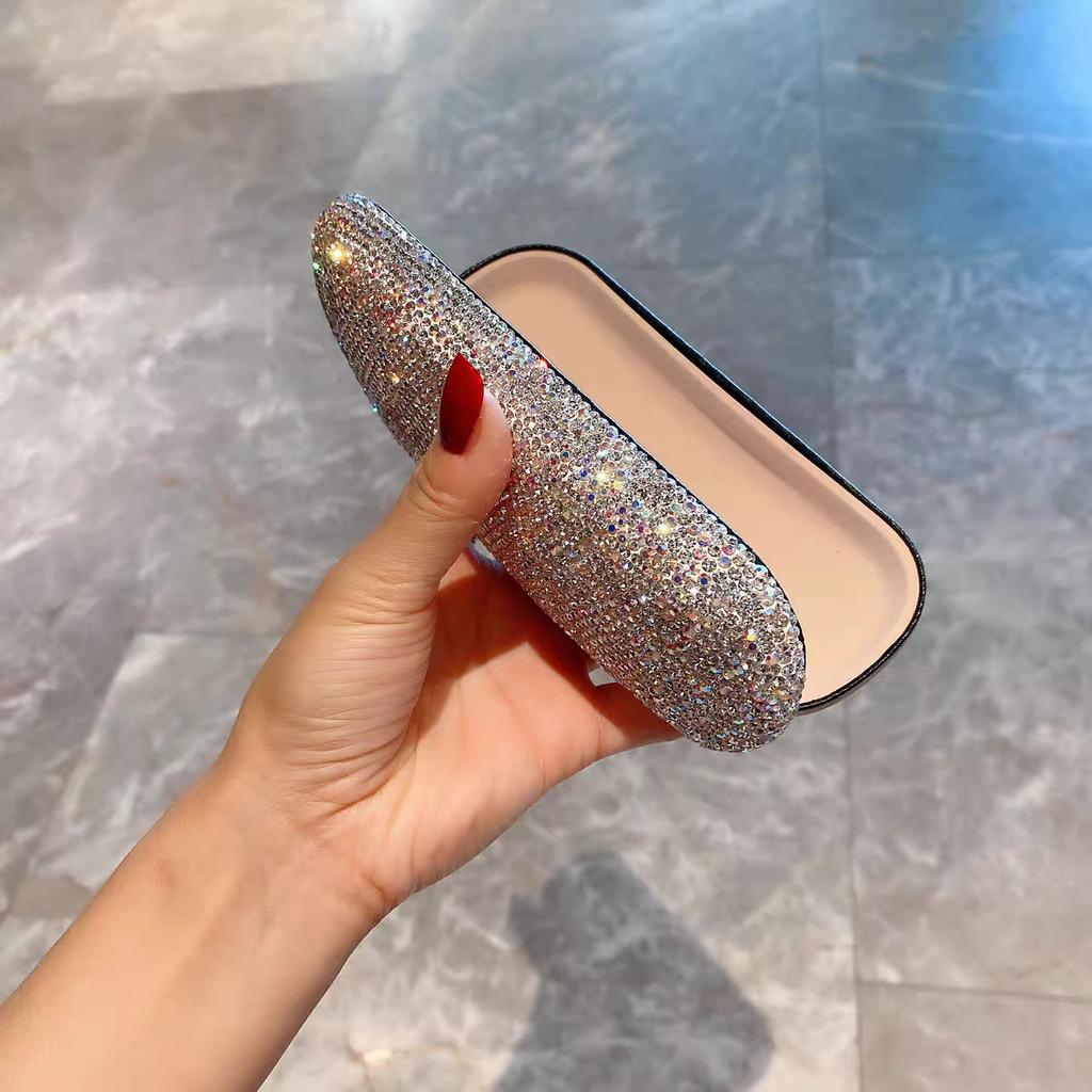 Eyewear Holder Pu+Diamond Jewelry Myopia Case Glasses Case Spectacle Container For Gift Option Business Use Travel-Friendly