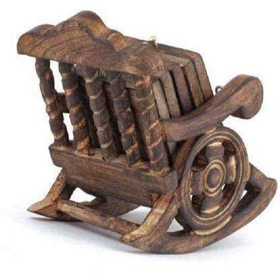 Деревянный старинный миниатюрный стул в форме чая, кофе, напитков, горячих/холодных напитков, набор подставок с 6 подставками для кухни/обеденного стола/офиса/ресторана.