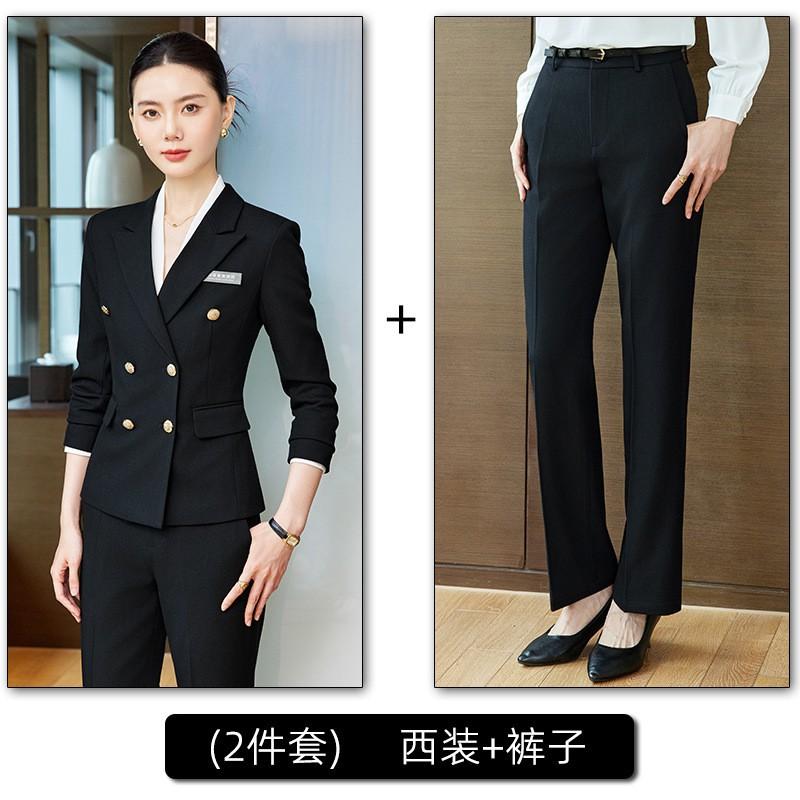 Womens Professional Double-Breasted Suit Set Office Receptionist Sales Staff Hotel Front Desk Beauty Salon