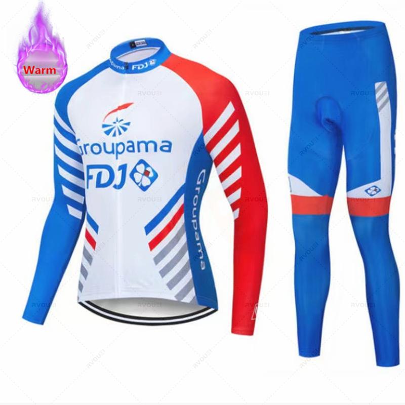 2025 Fdj Winter Thermal Fleece Cycling Jersey Set Sports Team Bike Suit Mountian Bicycle Clothing Ropa Ciclismo Invierno Hombre