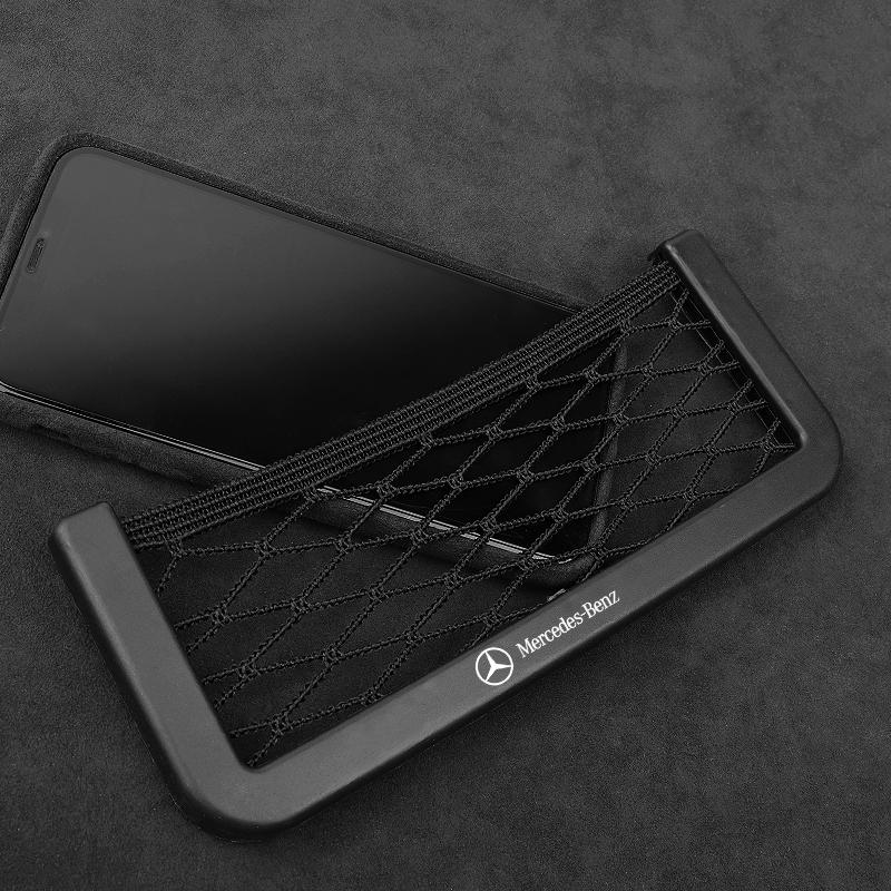 1 шт. Автомобильная сетка-сумка Держатель для телефона Сетка для хранения Коробка Карман Органайзер Для Mercedes Benz AMG W212 W205 W246 W177 W176 W213 GLC GLE GLS ML Добро пожаловать Лазерная лампа