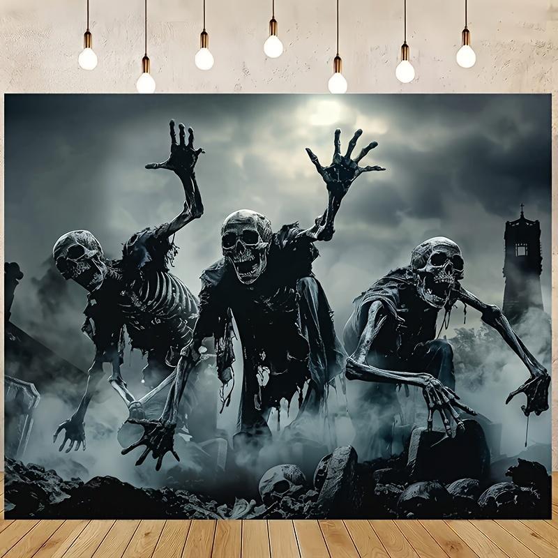 1 piece of Gothic zombie-apocalypse-themed polyester horror event decoration suitable for Halloween and carnivals
