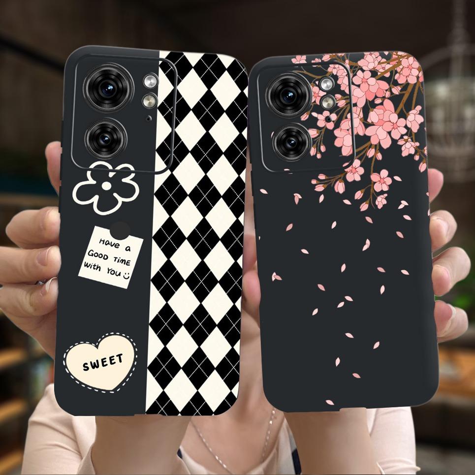 Чехол на заднюю панель с узором Сердце Любви для пары Для Motorola Edge 40 Neo Edge40 5G Ультрамягкий Тонкий Черный Чехол Цветочный Capa Силиконовый Coque