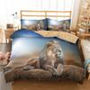 Lion Duvet Cover Set Microfiber Couple Bedding Set For Boys Teens 3D Animal Print Comforter Cover African Wildlife Quilt Cover